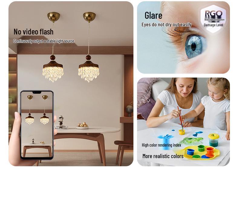 Walnut Retro Chandelier, Eye-Protective Lamp for Chinese Restaurant, Bar, Bedside, or Study.