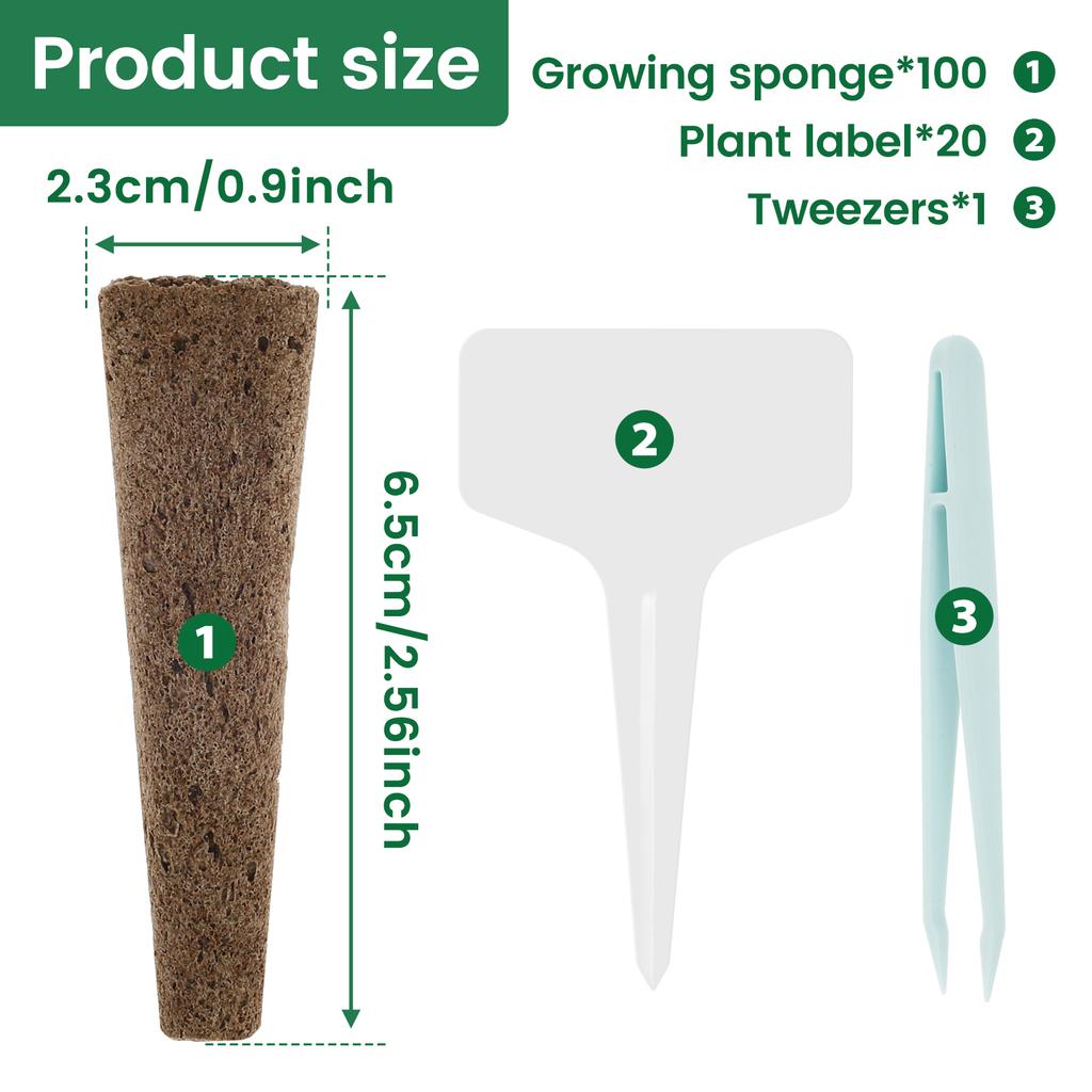 50/100 Stück Anzucht-Schwämme Hydroponische Kapseln Set mit Pflanzenetiketten Ersatz Wurzelwachstums-Schwämme Indoor-Gartenzubehör