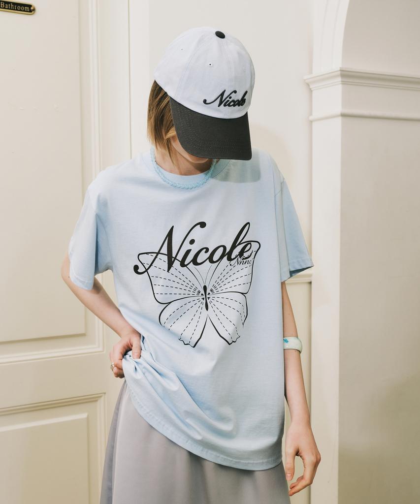 Nigaennikol Nicole Lettering Ball Cap_Sky Blue Charcoal