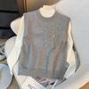Summer Women Casual Sleeveless Solid Beading Knitted Sweater Pullover Vest Tops