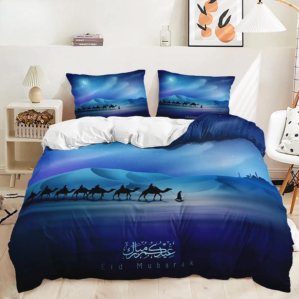 Stars And Moon Duvet Cover Twin King Muslim Ramadan Festival Bedding Set Microfiber Lamp Comforter Cover For Teen Adult Decor
