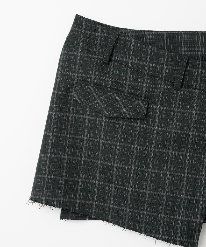 Milo Woman Slash Wrap Mini Skirt [Deep Green]