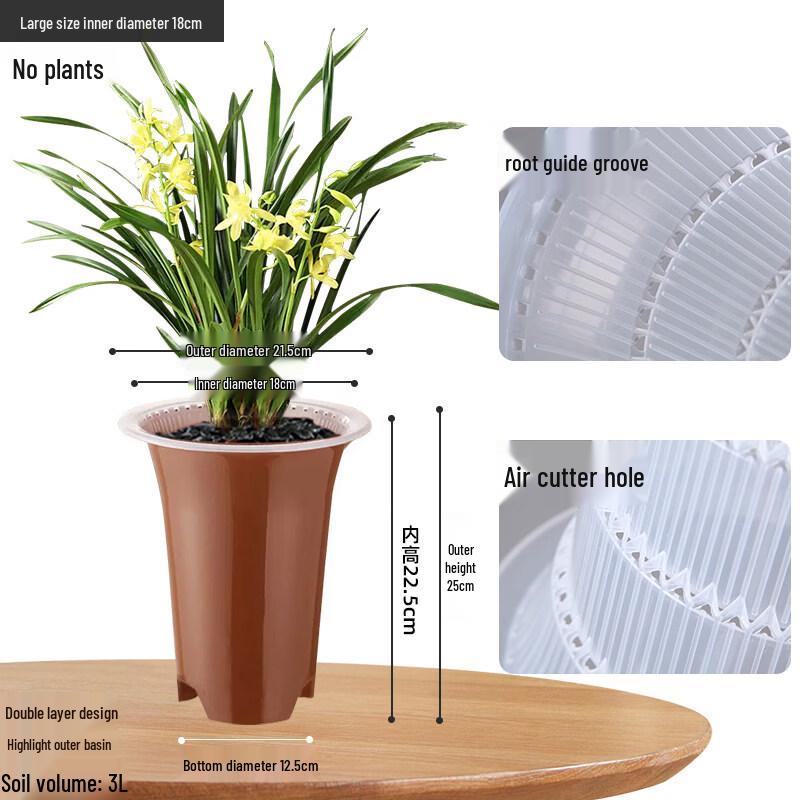 Юйчжусюнь HC Двухслойный смоляной горшок для растений с поддоном