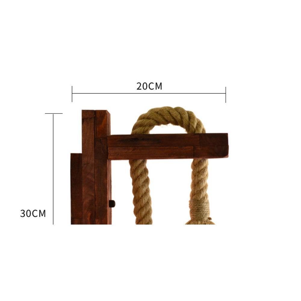 20cm American Lamps Wood Wall Lamp Decorative Lamp Wood Pastoral Stairs Restaurant Coffee Room Tearoom Retro Hemp Rope Wall Lamp