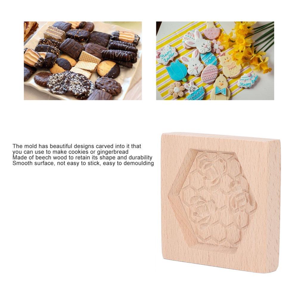 Natural Beech Wood Cookie Cutter Smooth Surface Biscuit Mould Baking Stamp Christmas Baking