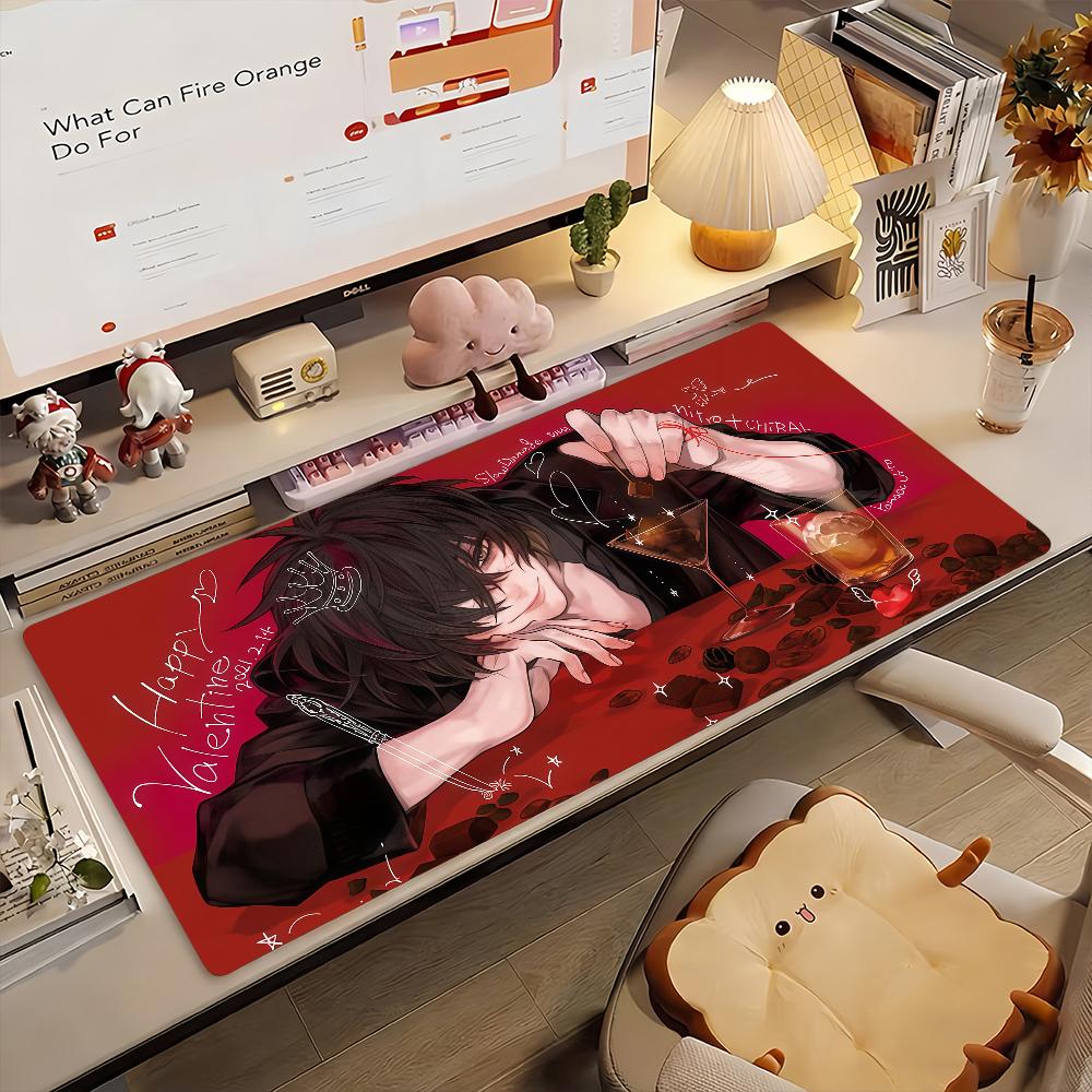 Gaming Mouse PadLarge Desk MatAntislip Rubber BaseStitched EdgesRed Valentines Anime Guy Print for Gaming Office Desk Use