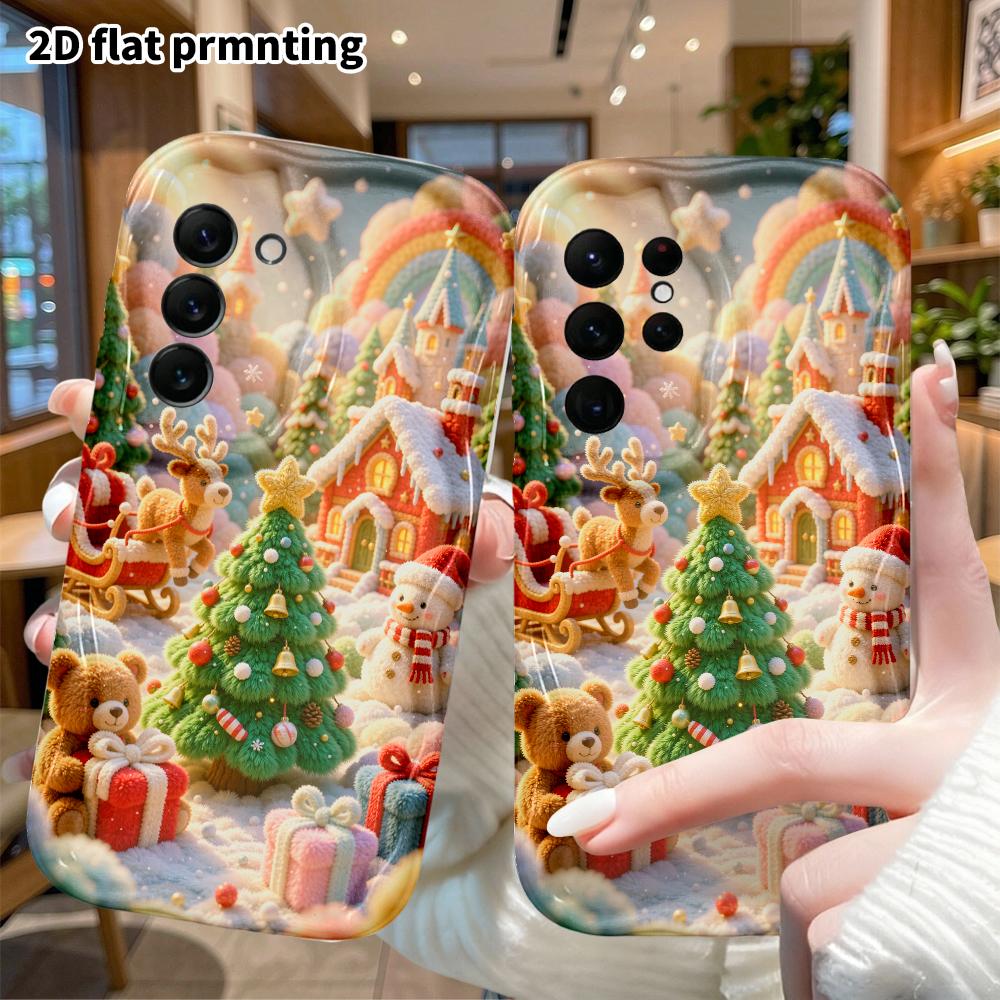 Phone Case: 2D flat, suitable for Samsung Galaxy A34 A35 M05 M06 S20 S22 S21 FE Plus 5G protective cases, Christmas knitted town, perfect holiday gift