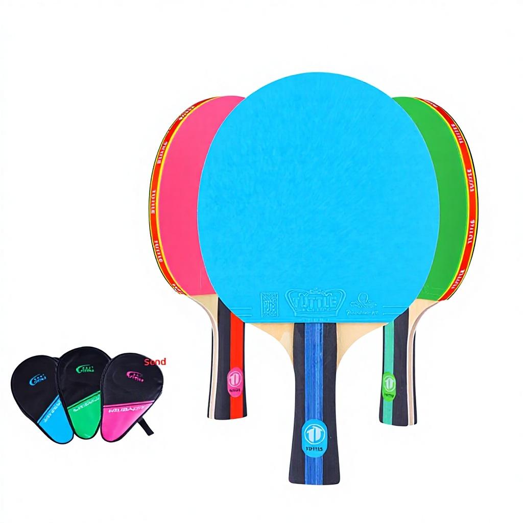 Tuttle Color Pure Wood Single Racket Set Professional Table Tennis High Elastic Long Handle Anti-spin Rubber Horizontal Grip