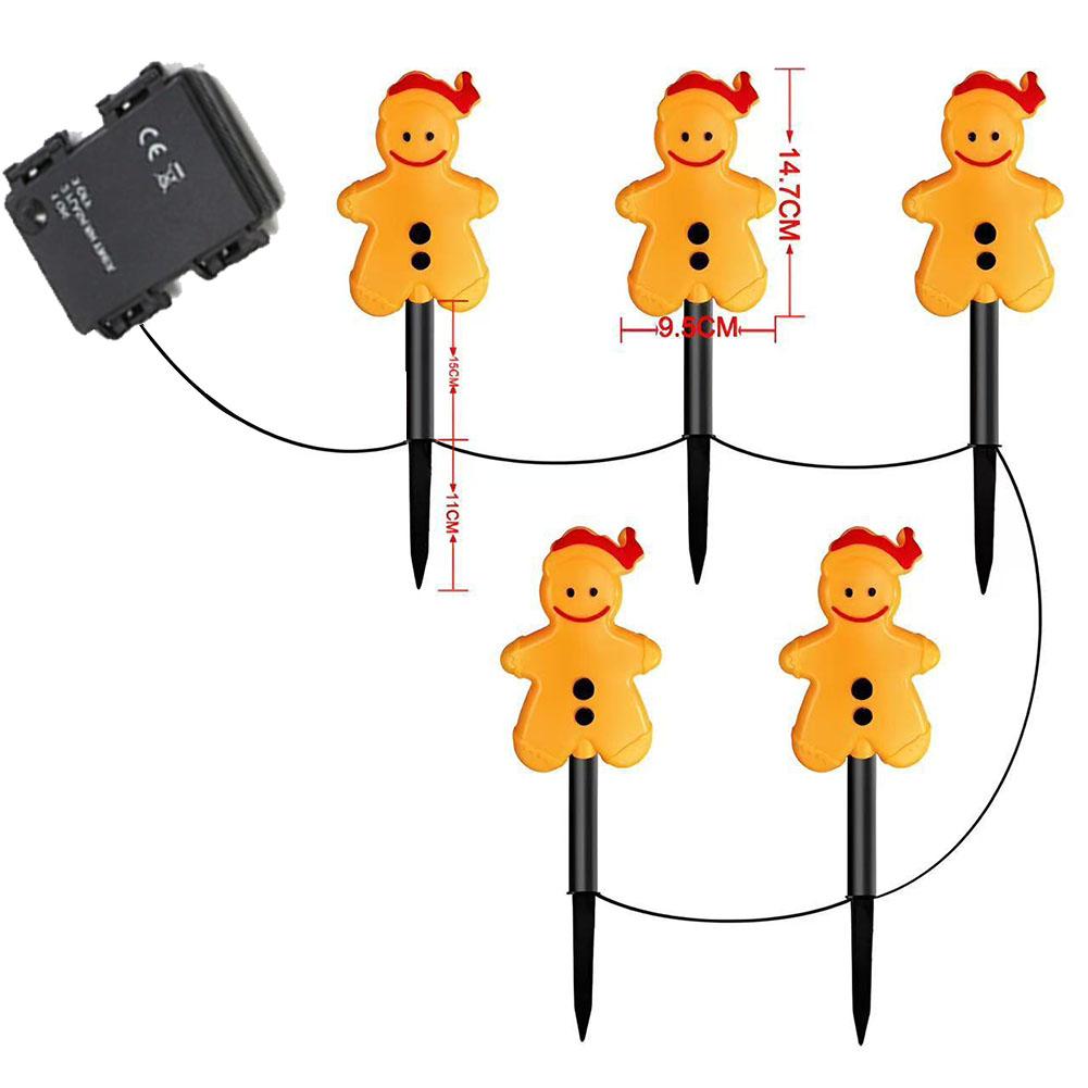 

5pcs Solar Ground Light For Christmas Decoration Waterproof Battery Garden Lawn Lights Gingerbread Man Holiday Lawn Light