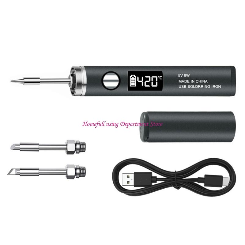 Miniature DC3.7V 8-10W USB Soldering Iron Tool USB Type C Operated  5Level Heat