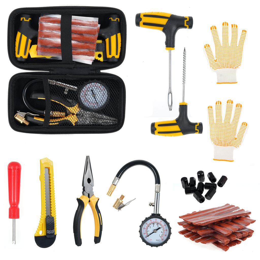 Tire Repair Kit, 15 PCS Tire Plug Kit To Fix Punctures and Plug Flats Patch, for Cars, Motorcycles,