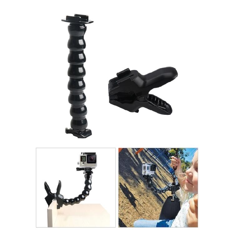 Action Camera Fixing Clamp With Multiple Section Flexible Arm For Camera Capturing Wide Ranging Perspective