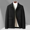 Autumn and Winter Pure Handmade Double-sided Woolen Tooling Jacket Middle-aged and Young People Lapel Solid Color Wool Woolen Jacket