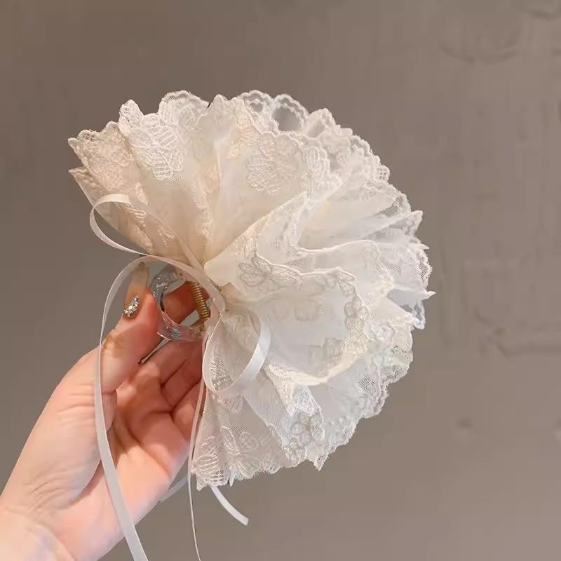 Feminine Lace Butterfly Bow Hair Clip With Shark Clamp For Womens Hairstyles