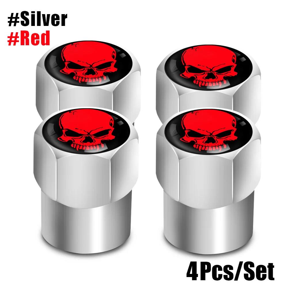 4Pcs/Set Skull Tire Valve Stem Cap Corrosion Resistant Dust Proof Cover Universal Fit for Car Bicycle Truck Motorcycle Stem Caps1