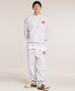 CREAM SODA LAB Human Highlight Heart Jogger Pants Light Gray Red