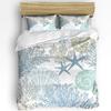 Nautical Theme Sea Turtle Starfish Compass Duvet Cover With Pillow Case 3Pcs Bedding Set Quilt Cover Double Bed Home Textile