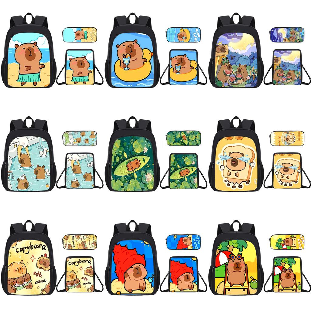 Capybara Kids Backpack And Pen Case With Lightweight Design For School And Day Trips