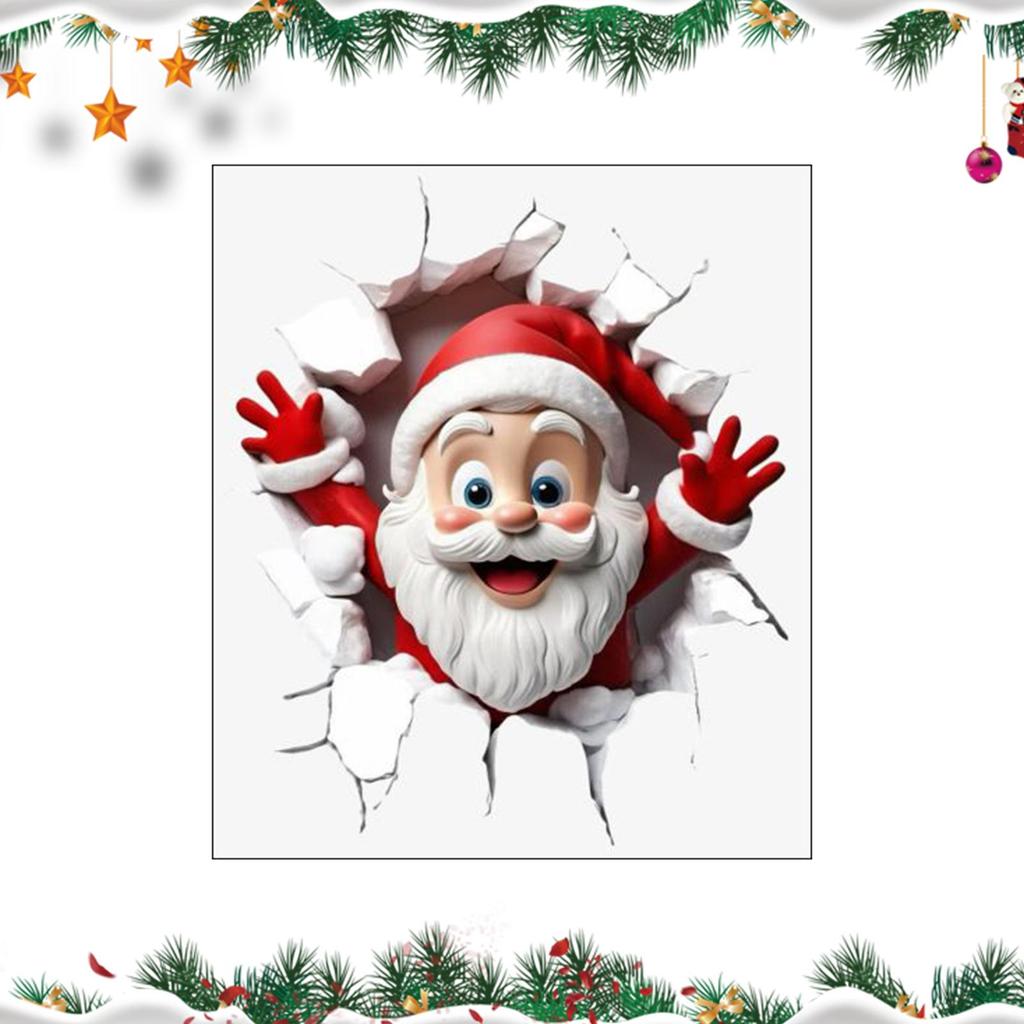 Christmas Wall Stickers Wall-Breaking Self-Adhesive Santa Claus Decor Santa Claus Wall Decal For Daily Indoor Home Room