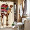 Funny Camel Shower Curtain, Colorful Blanket Stack Bath Curtain, Quirky Animal Bathroom Decor, Waterproof Fabric