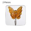 2PCS Waterproof Crystal Glass Butterfly Hooks Decorative Wall Hooks Bathroom Hook  for Living Room