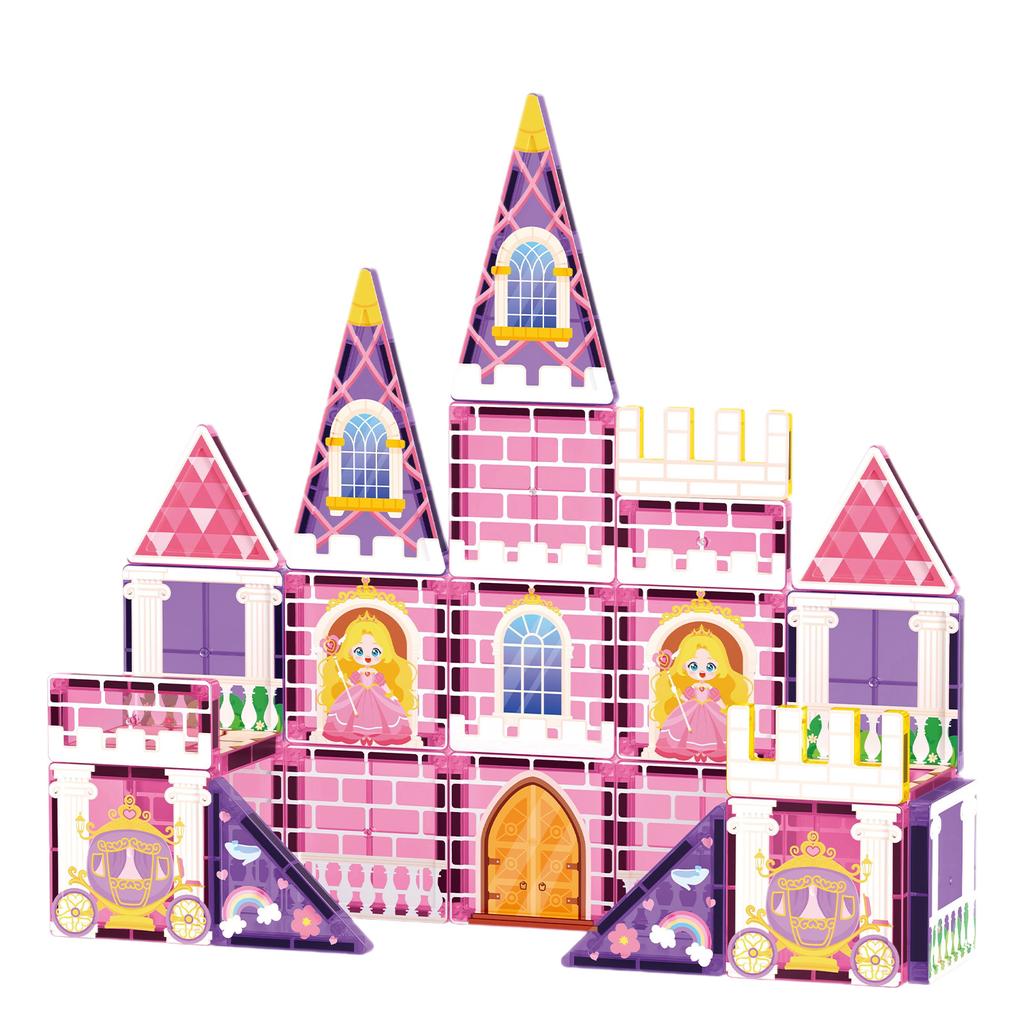 Magnetische Bausteine für Kinder - Prinzessinnenburg Magnetische Fliesen Spielzeug für 3-8 Jährige Mädchen & Jungen Geburtstags-Weihnachtsgeschenke - STEM Lernspielzeug