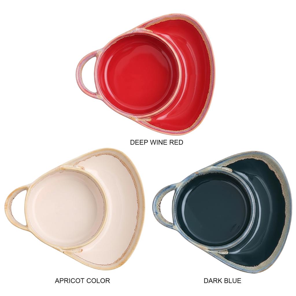 Soup and Sandwich Plate Retro Combo Ceramic Soup with Handle Stoneware Bowls for Dessert Fruit Salad