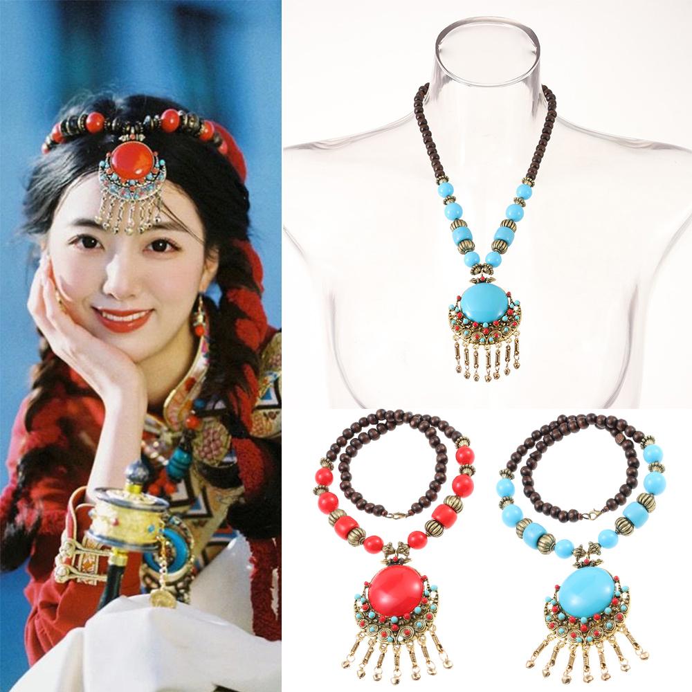 Alloy Bohemian Necklace Vintage Turquoise Long Necklace Fashion Bohemian Pendant Necklace  Girls