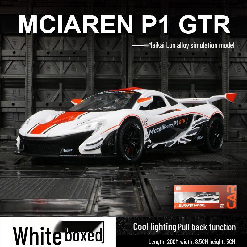 

Jiaye VB24335 McLaren P1 GTR Трековая версия Модель автомобиля из сплава с инерционным механизмом, звуковыми и световыми эффектами.