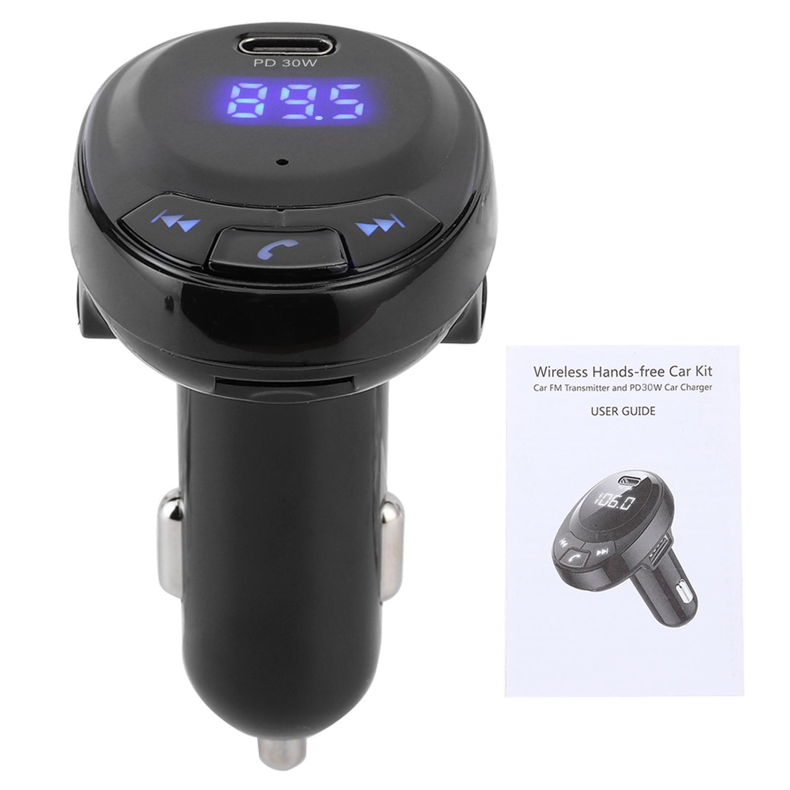 09 12V   Wireless FM Transmitter Mp3 Player Type C Fast Charging PD 30W Car