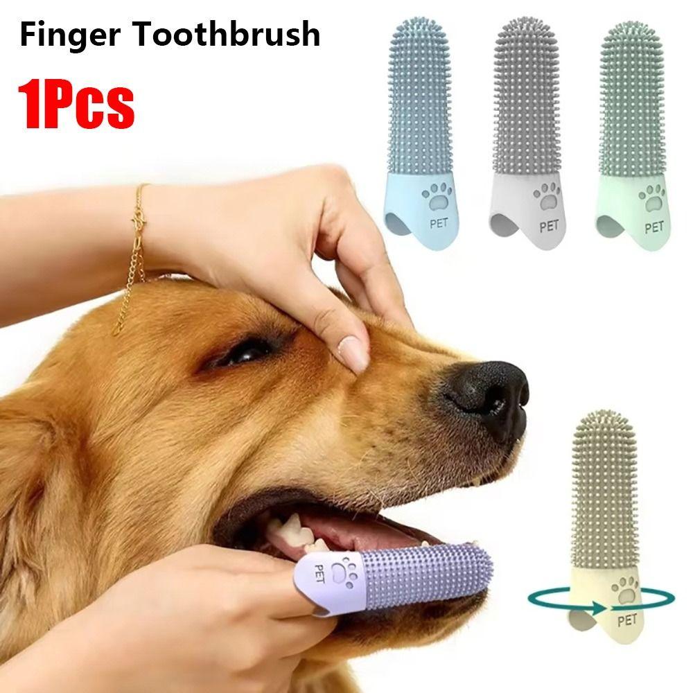 1Pcs 360° Finger Toothbrush Soft Tooth Cleaning Tool Durable Pet Finger Brush  for All Breeds