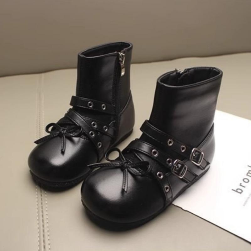 Children's Fashion Soft Bottom Ankle Boots Girls Bow Leather Boots