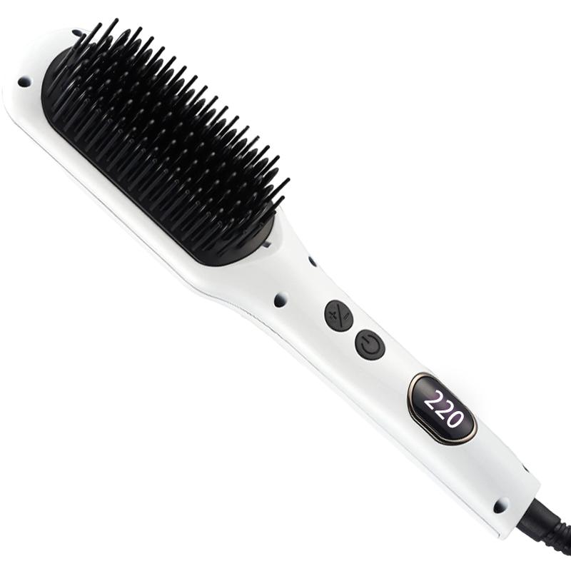 VOAUN Hotel Use Nylon Hair Straightening Brush Anti-Scald Ceramic Dual-Voltage Electric Hot Straightener 220-240V