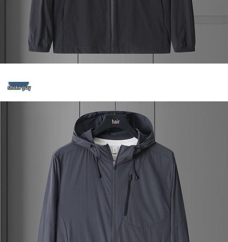 Herren Kapuzen-Sonnenschutzjacke - Ultraleicht, Atmungsaktiv, Winddicht, Schnelltrocknend, Lockere Passform, Kühlend, UV-Schutz.