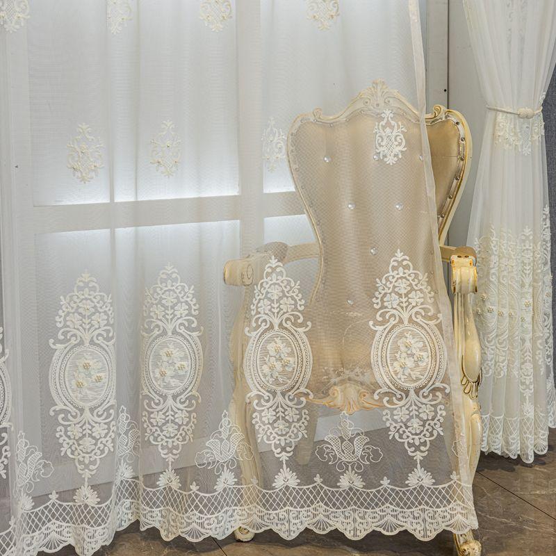 Modern Embroidery Window Screen Living Room Bedroom Balcony Gauze Curtain Floor To Floor Curtain