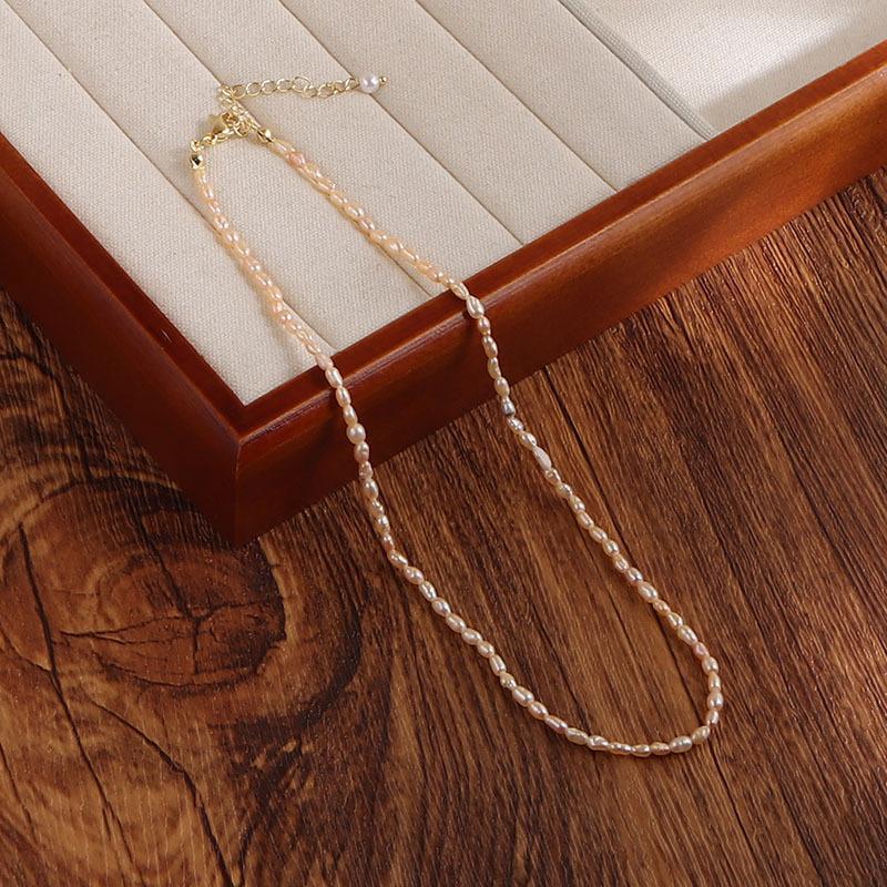 French Retro Natural Freshwater Pearl Necklace Women's Fashion Simple Temperament Neck Chain Sweater Chain Wholesale