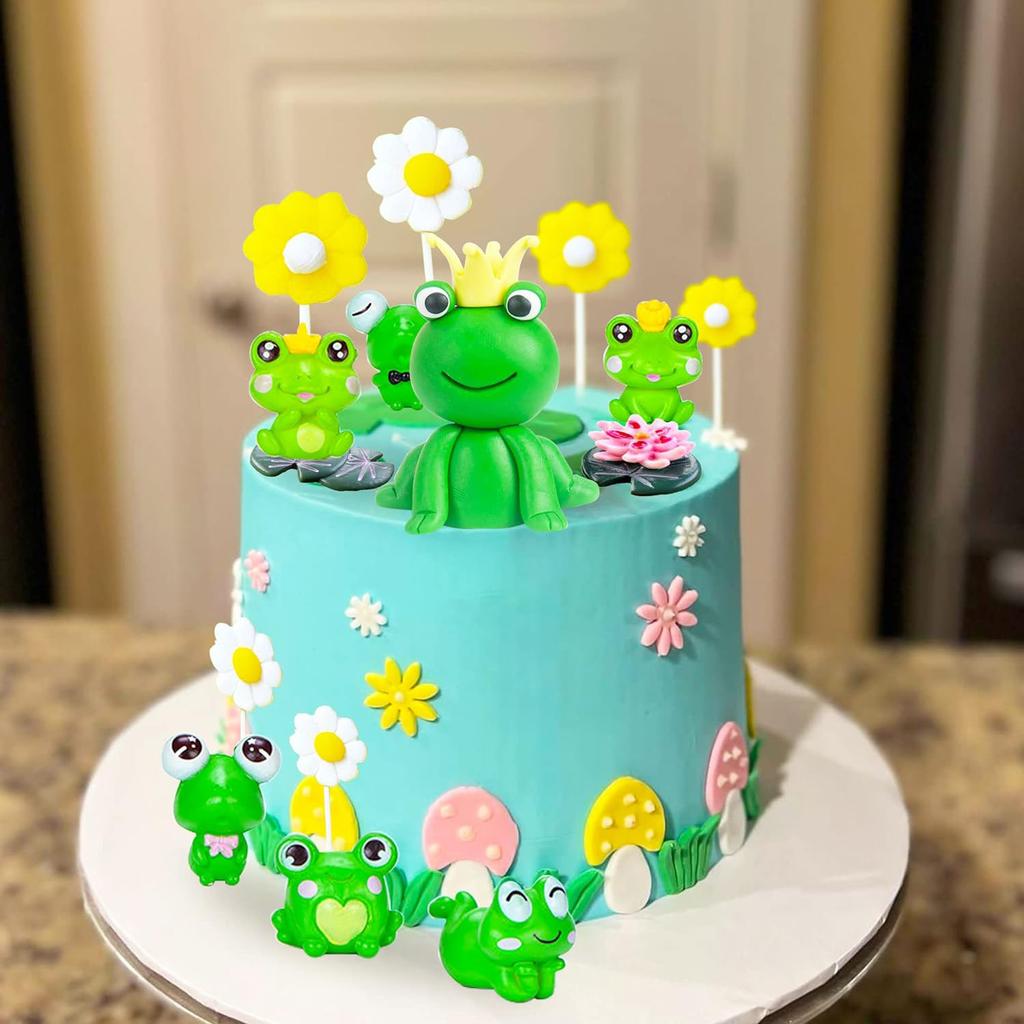 Frog Cake Topper Garden Cake Decoration Daisy Cake Decoration Garden Party Decoration Girls Birthday Gift
