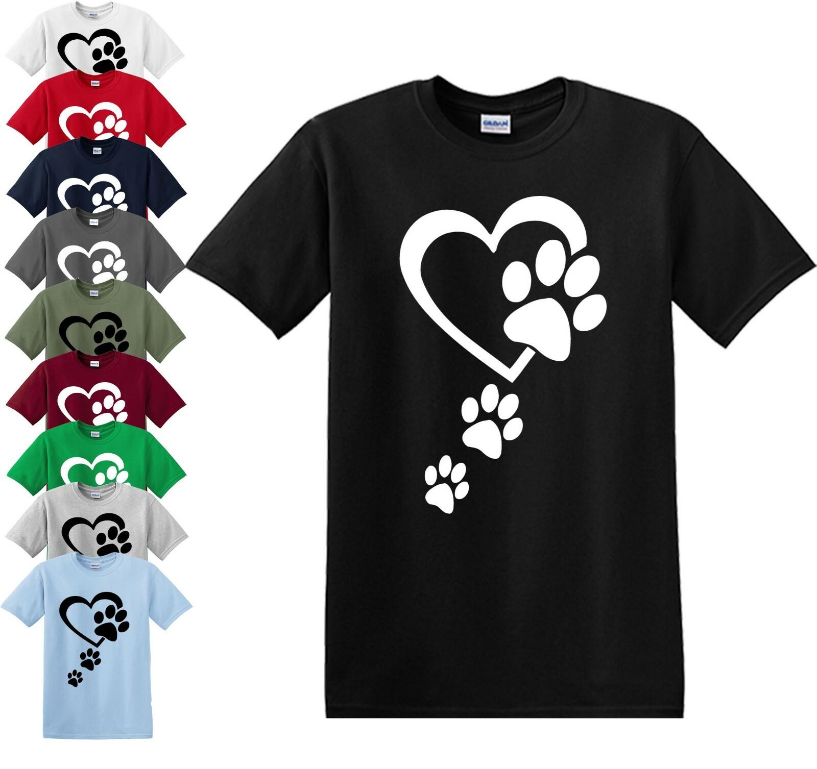 PAW PRINT T-Shirt Mens Womens Tees Top FOOT PRINT Reg Cut Cat Dog Love Gift Funny T-Shirt Mens Womens Tees Tops Xmas Top T 3XL