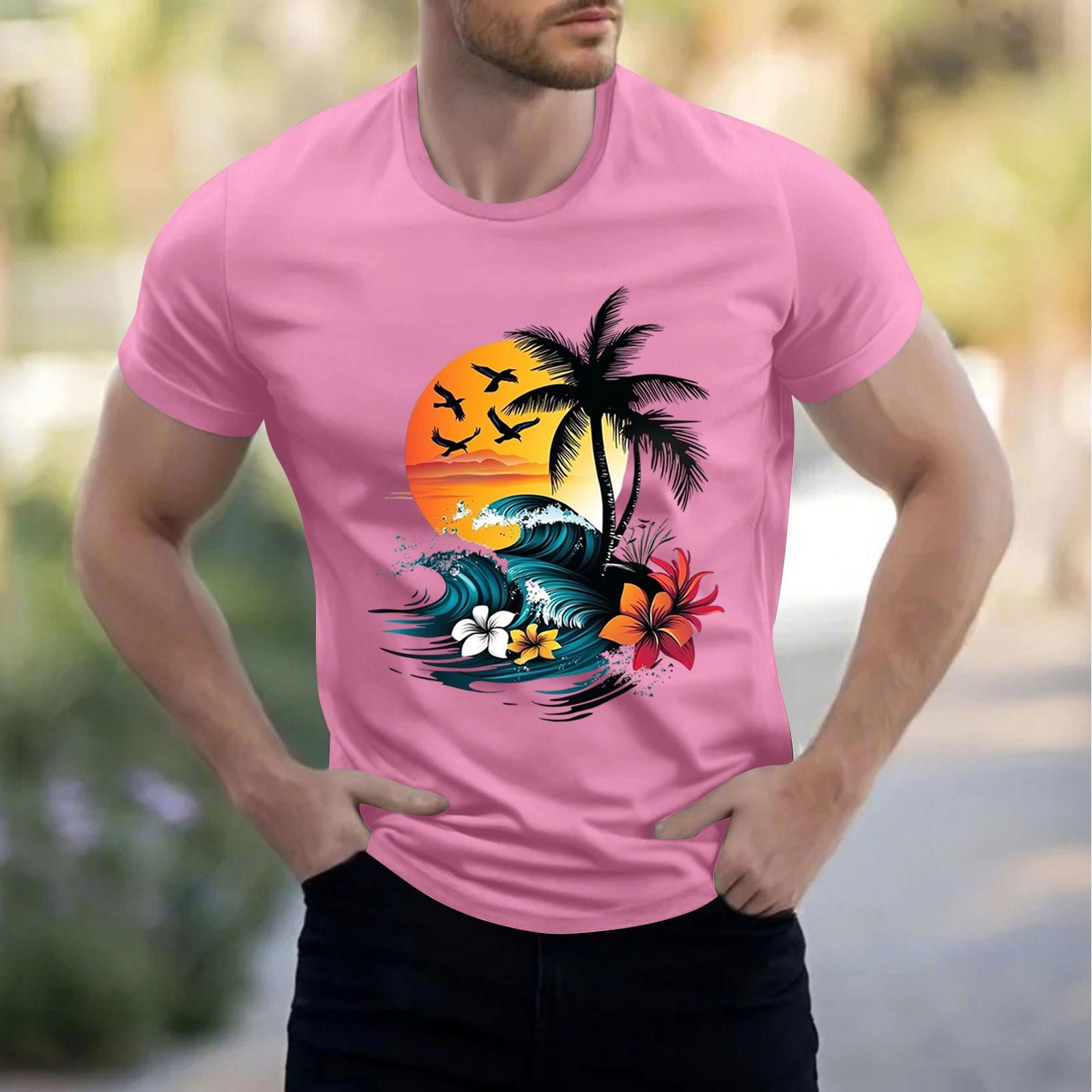 

Мужская рубашка с воротником-стойкой и коротким рукавом, свободная рубашка для отдыха и отдыха, мужская S розовый