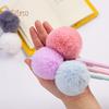 Elens Store 0.5mm Black Ink Cute Girl Women Faux Fur Pom Pom Ball Pendant Gel Ink Pen Gift