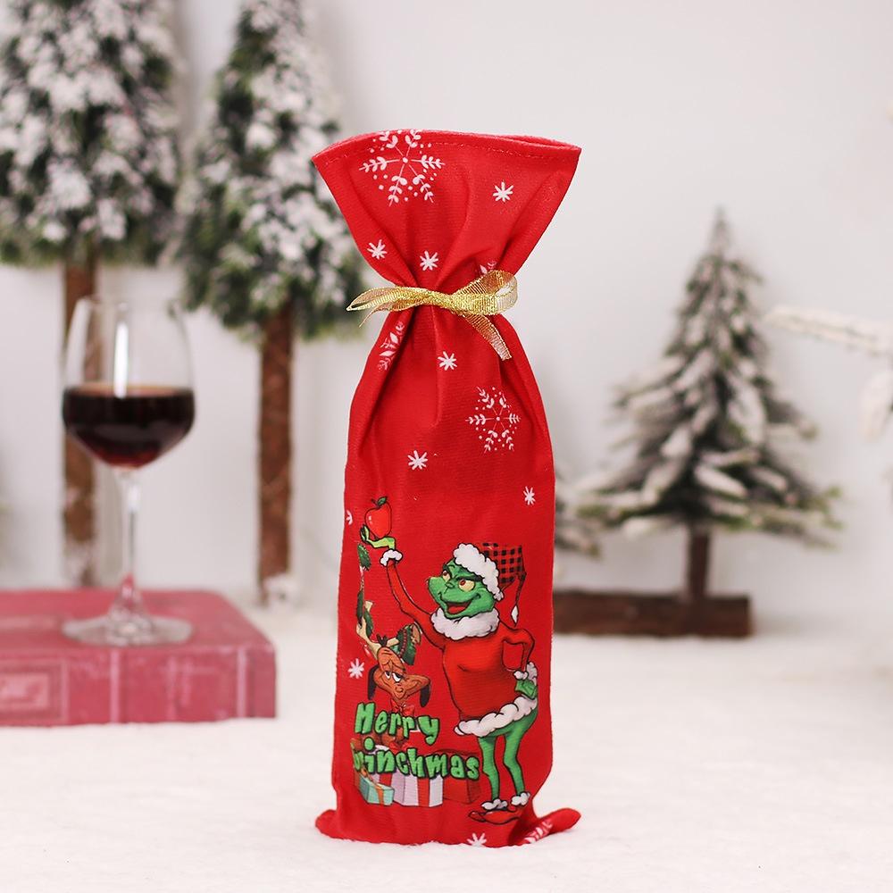 

Scene Prop Christmas Cartoon Green Monster Wine Bottle Decoration StyleA