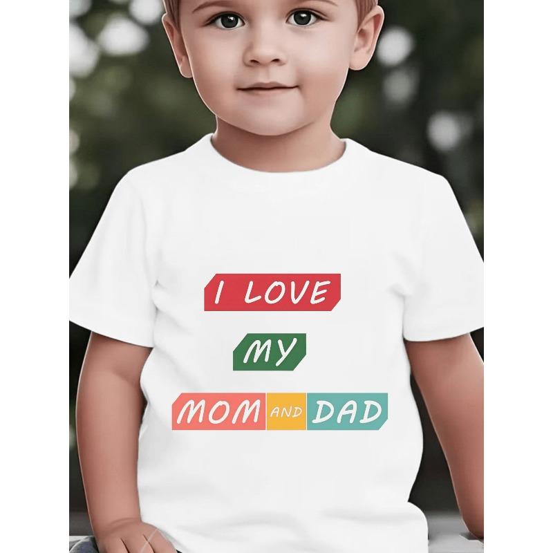 Taglie Europee Festa della Mamma Bambino Manica Corta Tema Famiglia Bambini Maglietta Stampa Top