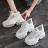 Fashion Whiet Breathable Chunky Sneakers Woman 2025 Spring Thick Platform Casual Sneakers Women Non Slip Lace Up Sports Shoes Female