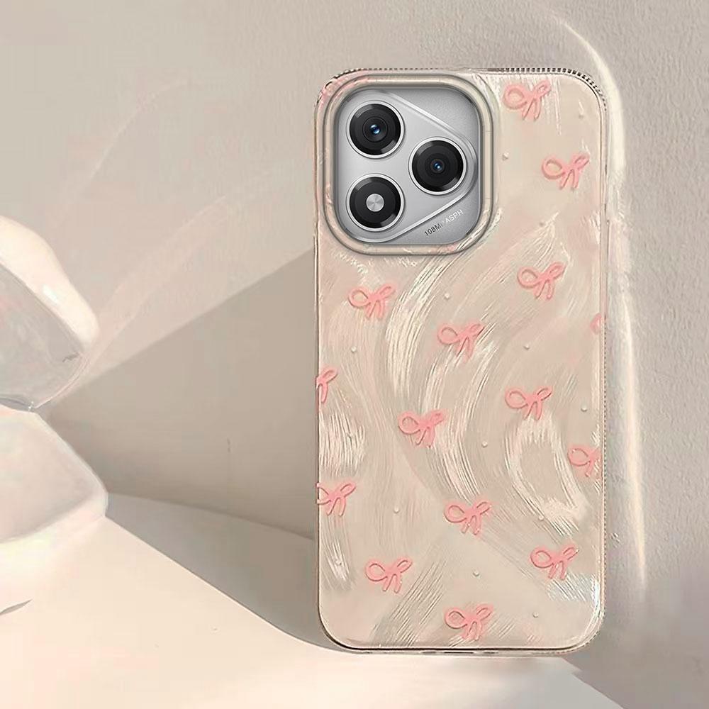 Laserowe Srebrne Vintage Kolorowe Etui na Telefon z Kokardką dla Honor 400 200 Pro Magic 7 6 5 Lite X9a X9b X9c X8a X8b X8c Tylna Silikonowa Pokrywka