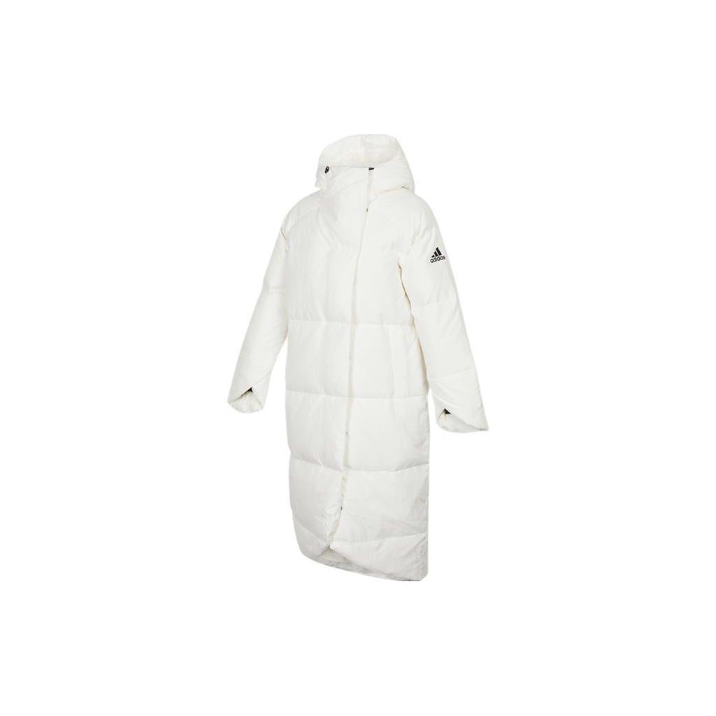 adidas Women Big Baffle Hooded Down Coat Zipper Design Warm Thickened Outdoor Casual Outerwear White GQ2509
