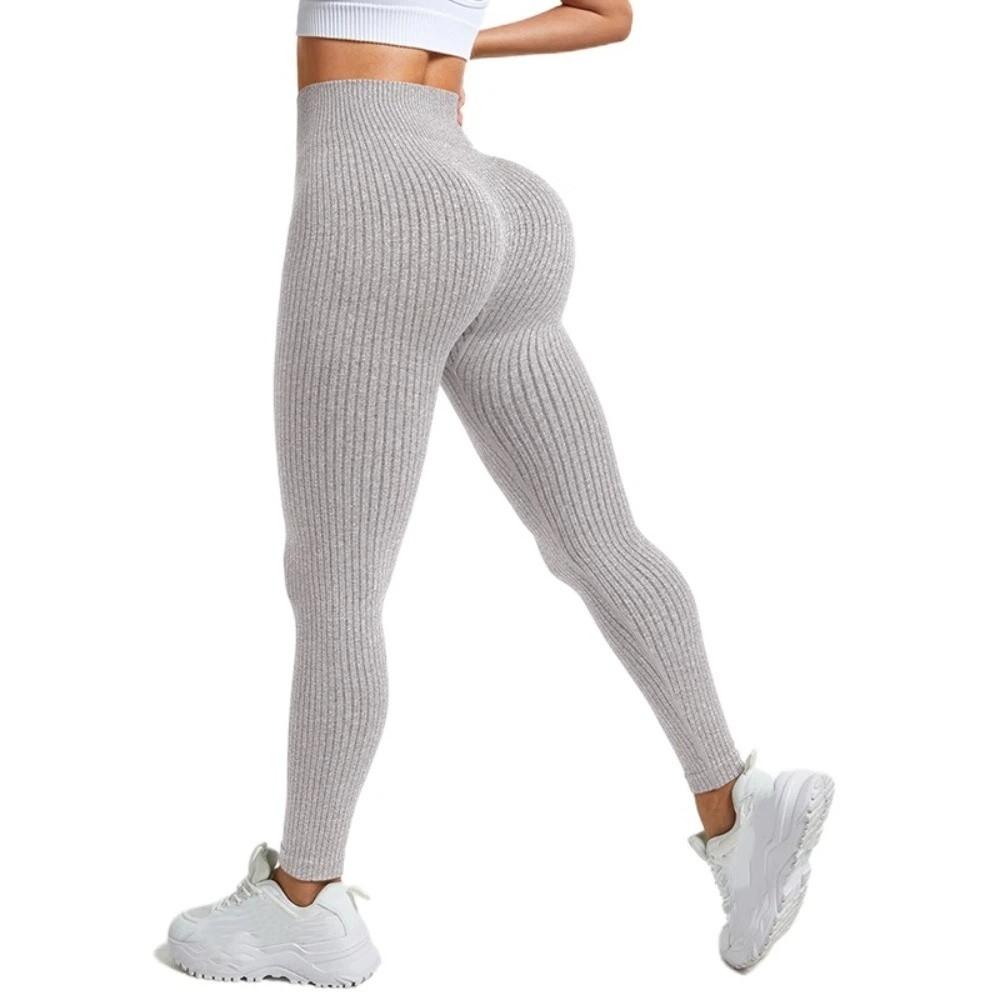 

Бесшовные женские длинные брюки для йоги, фитнеса, женские леггинсы для йоги, женские тайтсы, спортивные брюки для бега, для спортзала S светло-серый