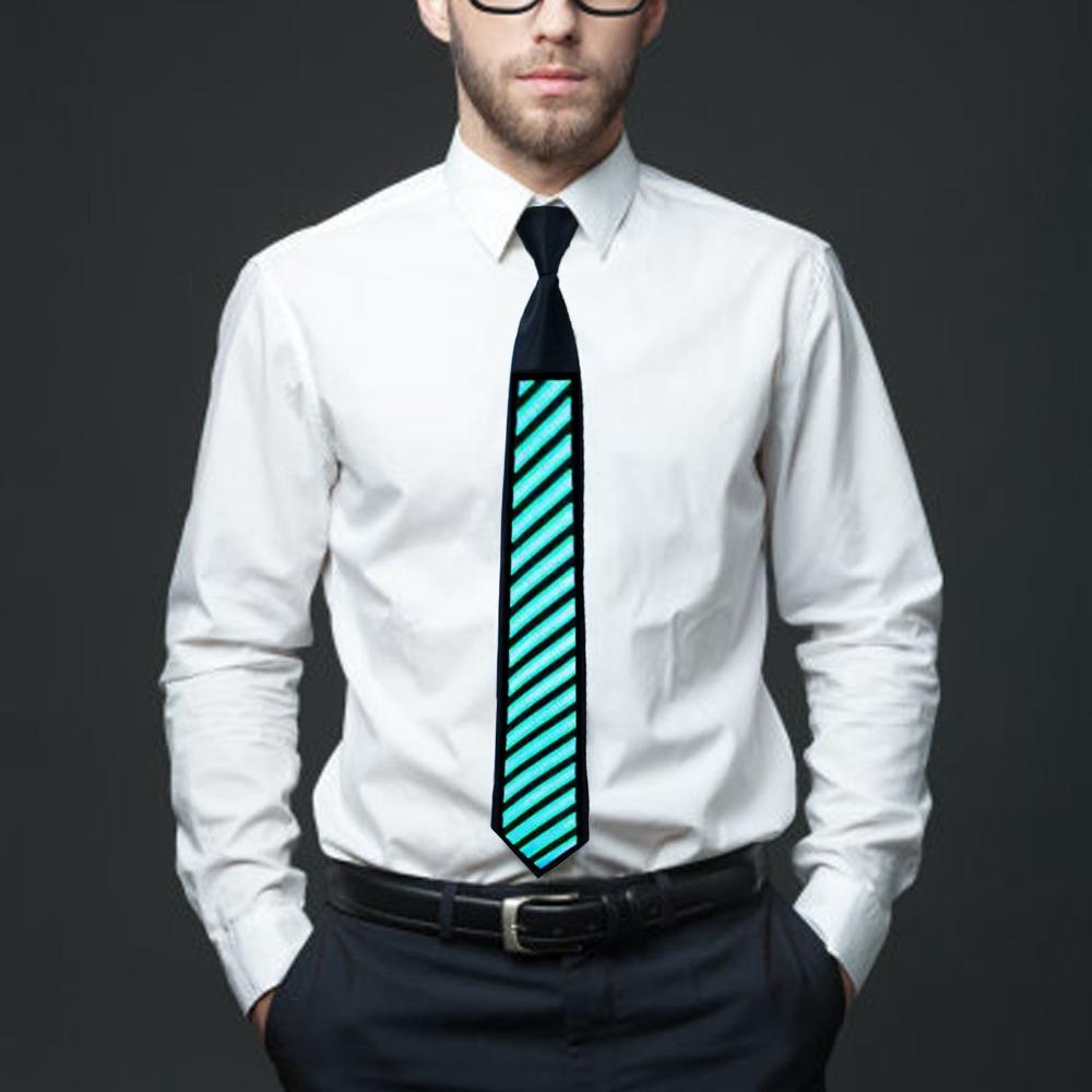 Voice Control Light Up Tie Beat Flash Mode Adjustable Length Sound Activated Tie Steady On Mode Neon Light LED Necktie