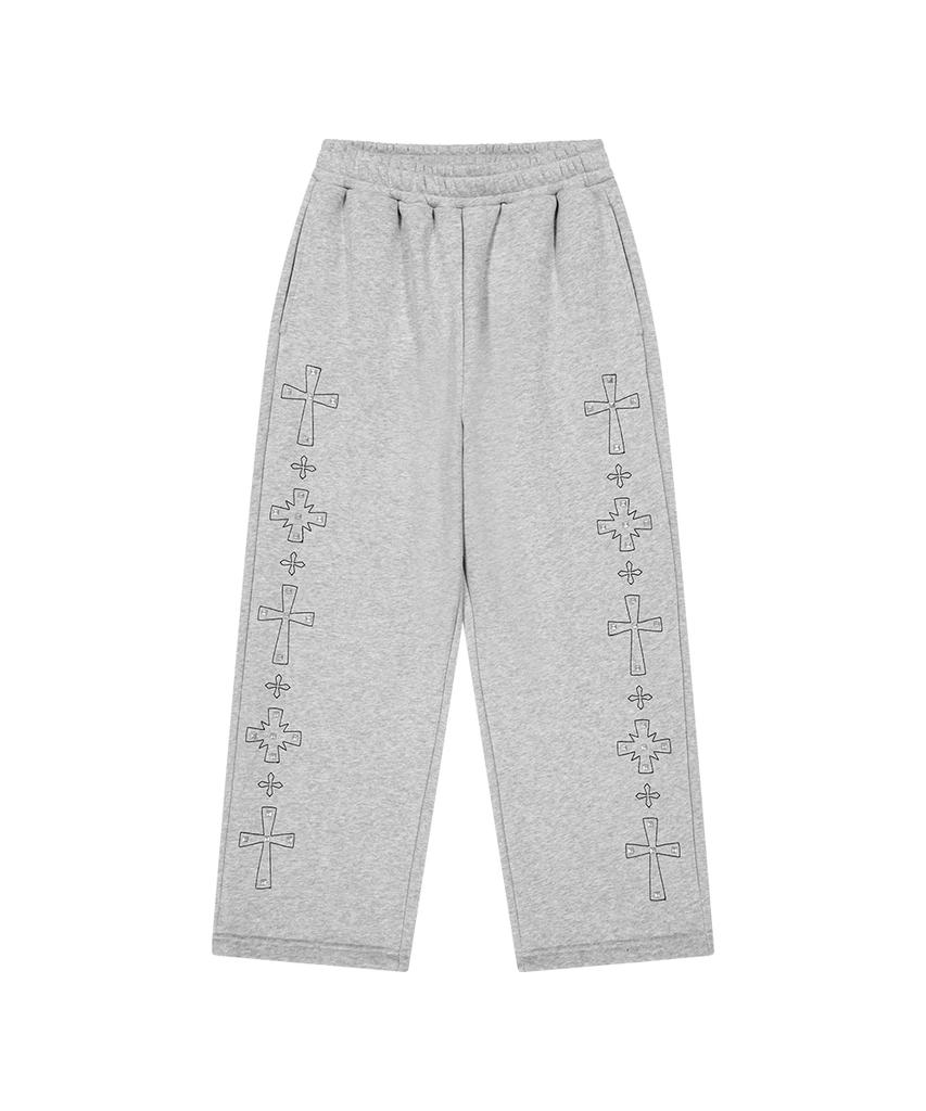 MAHAGRID Cross Stud Sweatpant Gray(Mg2Gsmpa09A)