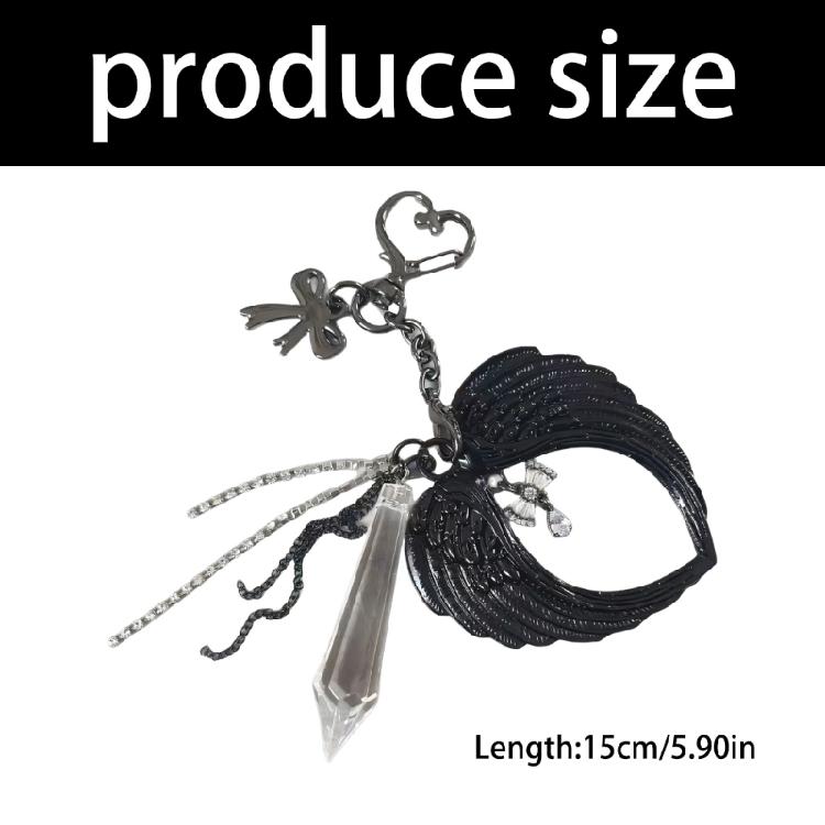 Alloy Gothic Themed Keychain With Detailed Wing And Bowknot Accent Key Holder Accessories For Everyday Carry