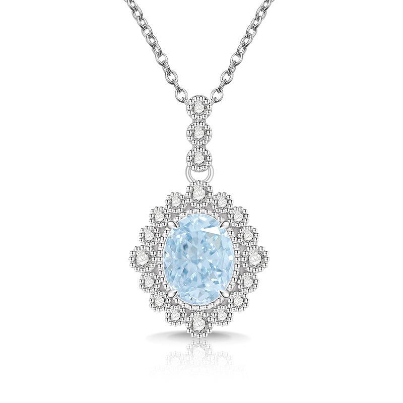 2026 Color Treasure High Carbon Diamond Ice Flower Cut Pigeon Egg Necklace Plated Real Gold Egg Shaped Pendant